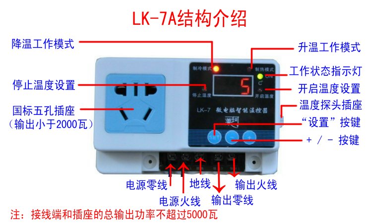 莱珂LK-7A大功率电热板温控器 电炕温度控制器 宠物养殖控温开关